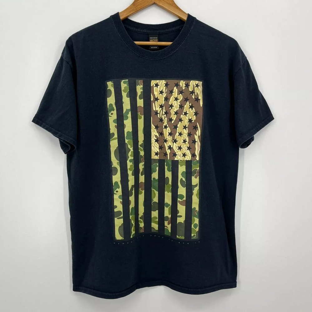 10 Deep Mens Camo American Flag Graphic T-Shirt Black Large Made in USA